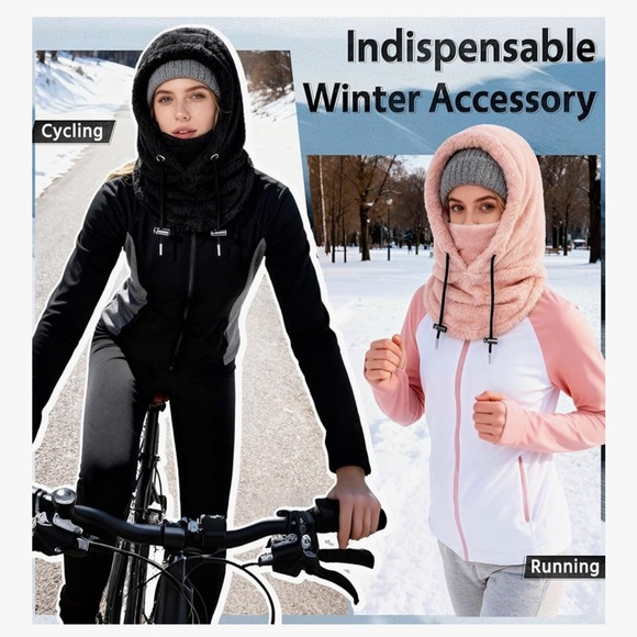 🆕 Winter Ski Mask for Men Women Windproof Warm Face Mask Hooded Scarf Fleece - Picture 6 of 7